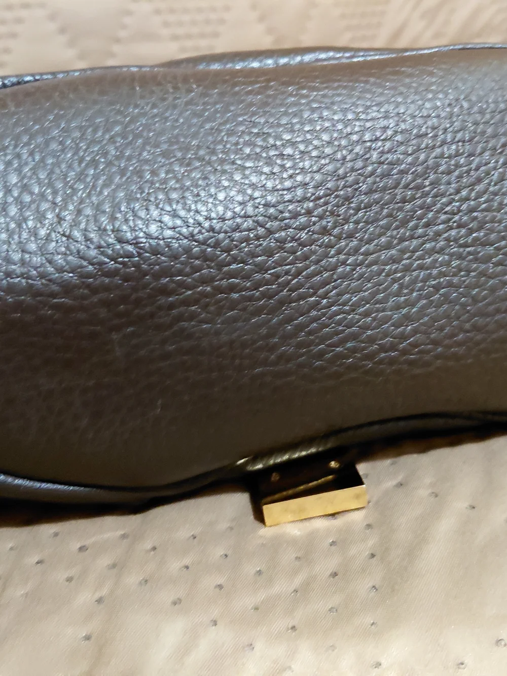 Michael Kors Dark BROWN Pebbled Leather Shoulder Bag with Gold Hardware